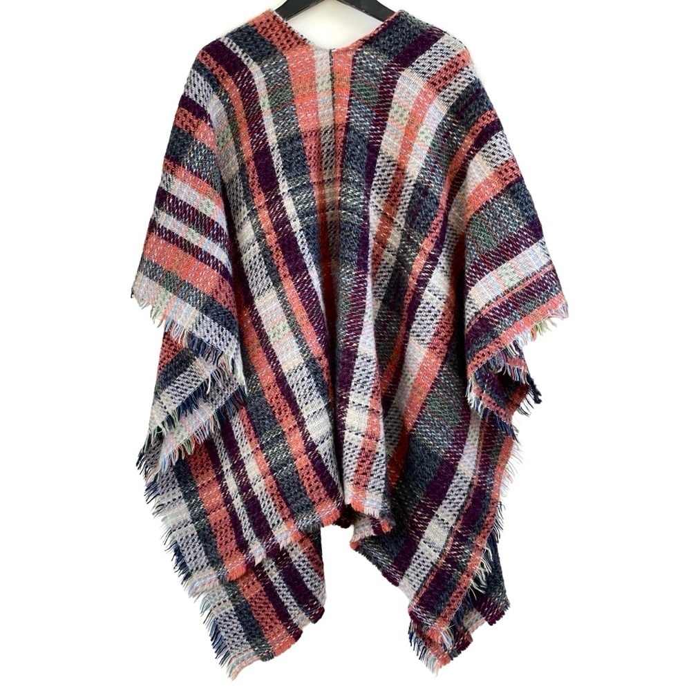 Yorkshire Blankets Woven Wool Blend Cape, Multicolour, Handmade in UK, One Size - Picture 2 of 7